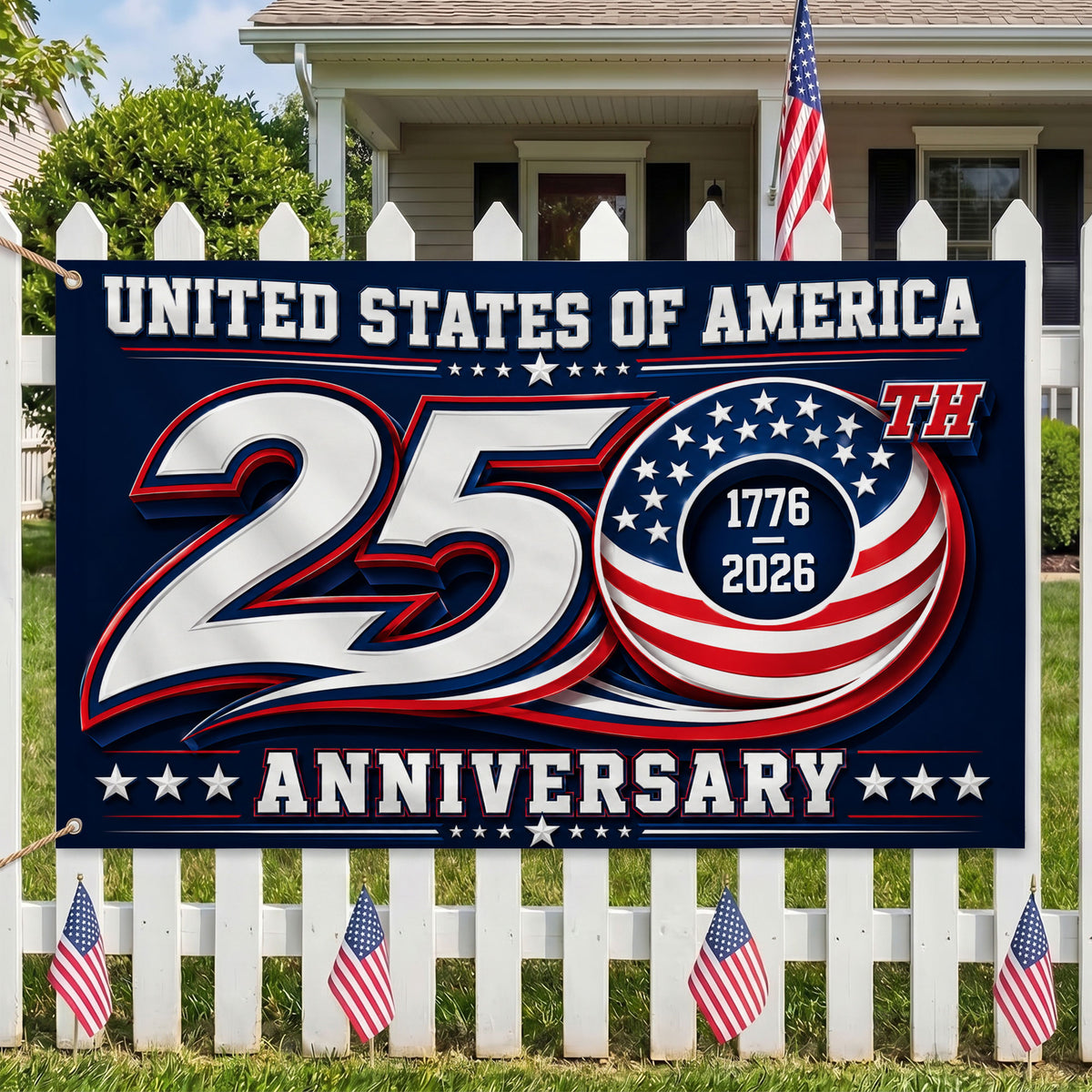 1776 2026 Premium Flag for America - 250th Anniversary Patriotic Grommet Flag - 4th of July Decorations Double Sided