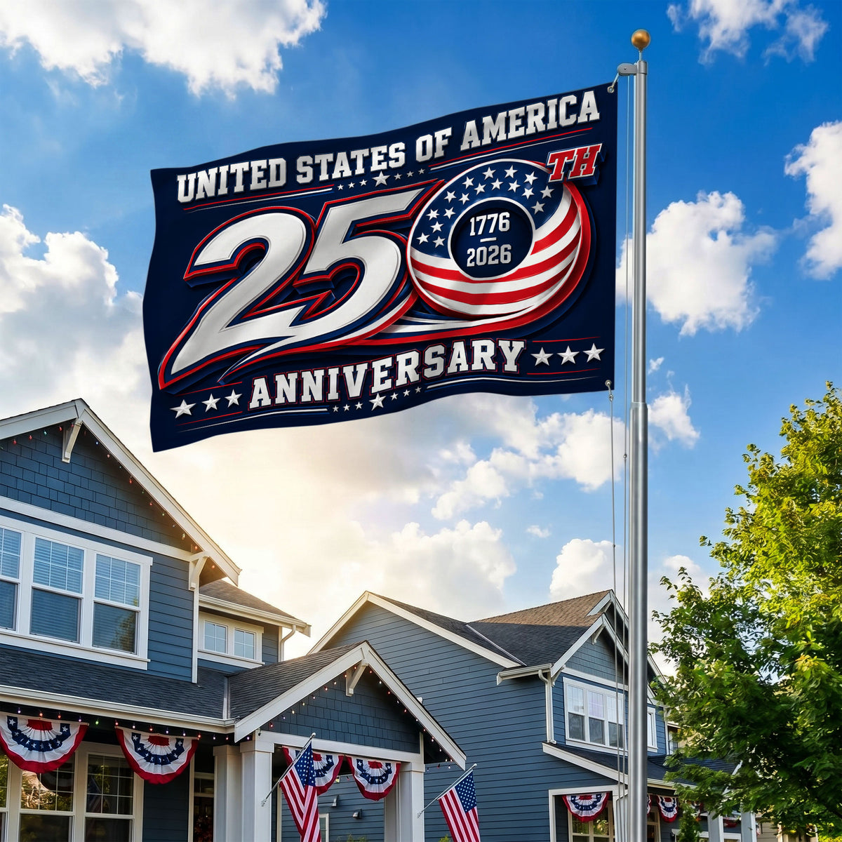 1776 2026 Premium Flag for America - 250th Anniversary Patriotic Grommet Flag - 4th of July Decorations Double Sided