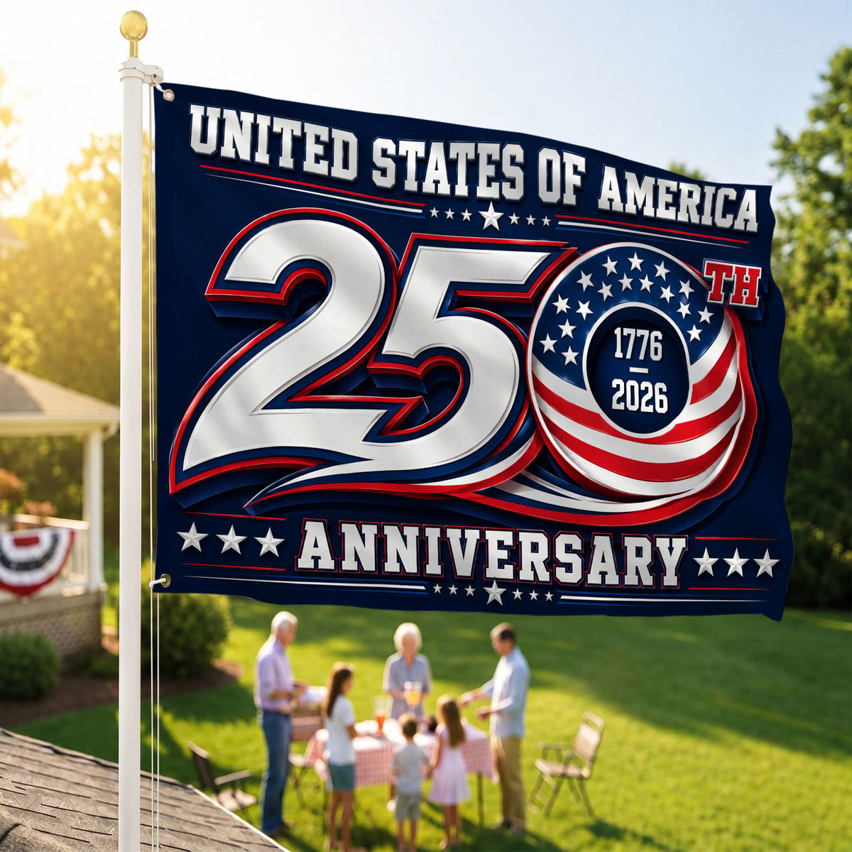 1776 2026 Premium Flag for America - 250th Anniversary Patriotic Grommet Flag - 4th of July Decorations Double Sided