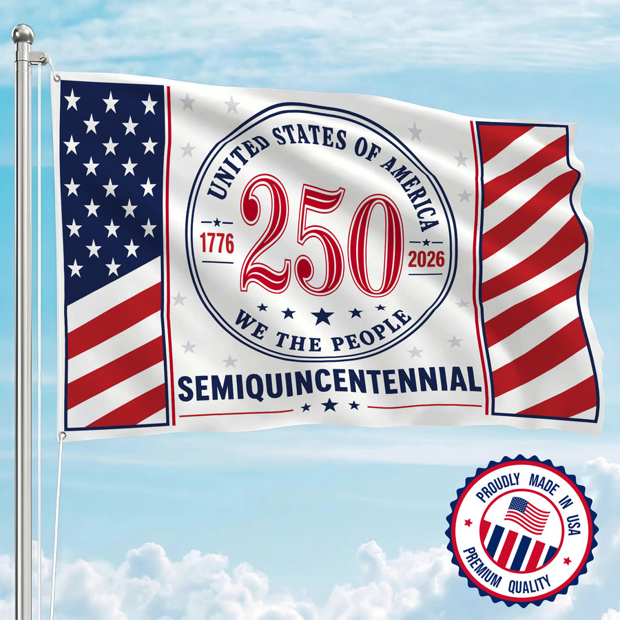 America 250th Red 250 Seal House Flag - Patriotic Outdoor Decor