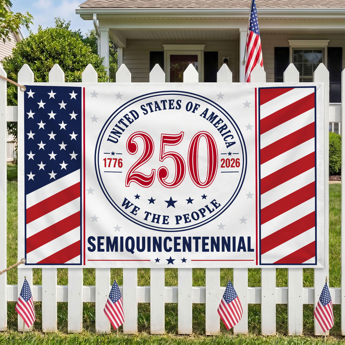 We The People United States Semiquincentennial Premium Flag - 250th Anniversary Grommet Flag - 4th of July Decorations Double Sided