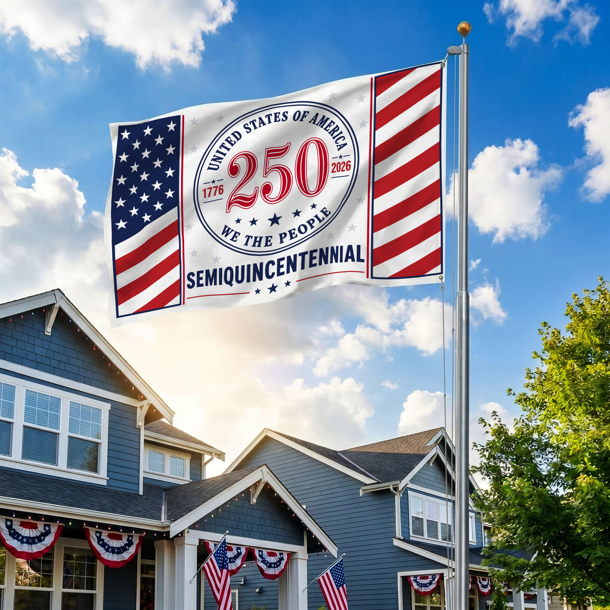 We The People United States Semiquincentennial Premium Flag - 250th Anniversary Grommet Flag - 4th of July Decorations Double Sided