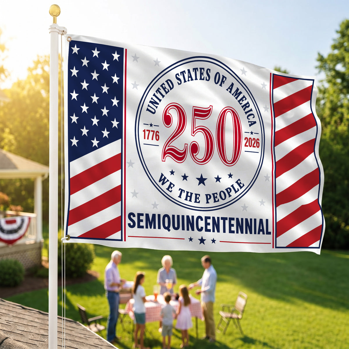 We The People United States Semiquincentennial Premium Flag - 250th Anniversary Grommet Flag - 4th of July Decorations Double Sided