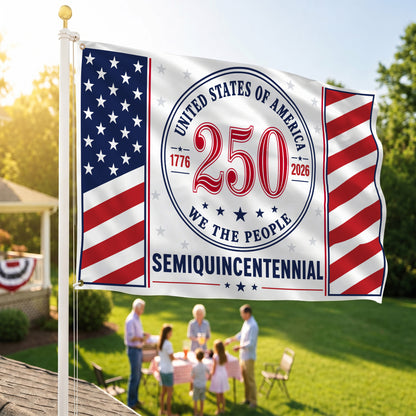 America 250th Red 250 Seal House Flag - Patriotic Outdoor Decor