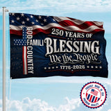 America 250th God Family Country Cross House Flag - Patriotic Outdoor Decor
