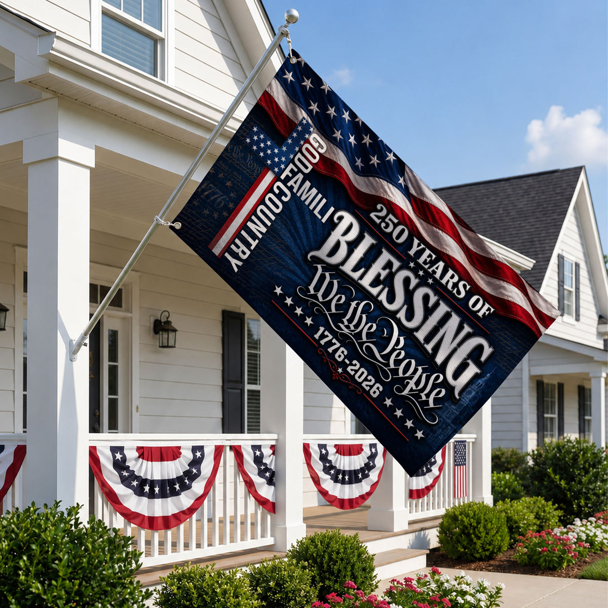 We The People 250 Blessing 1776 2026 Premium Flag - Patriotic Grommet Flag - 4th of July Decorations Double Sided