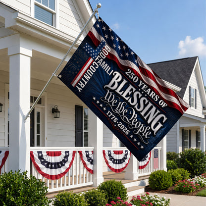 America 250th God Family Country Cross House Flag - Patriotic Outdoor Decor