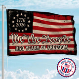 America 250th Distressed We The People House Flag - Patriotic Outdoor Decor