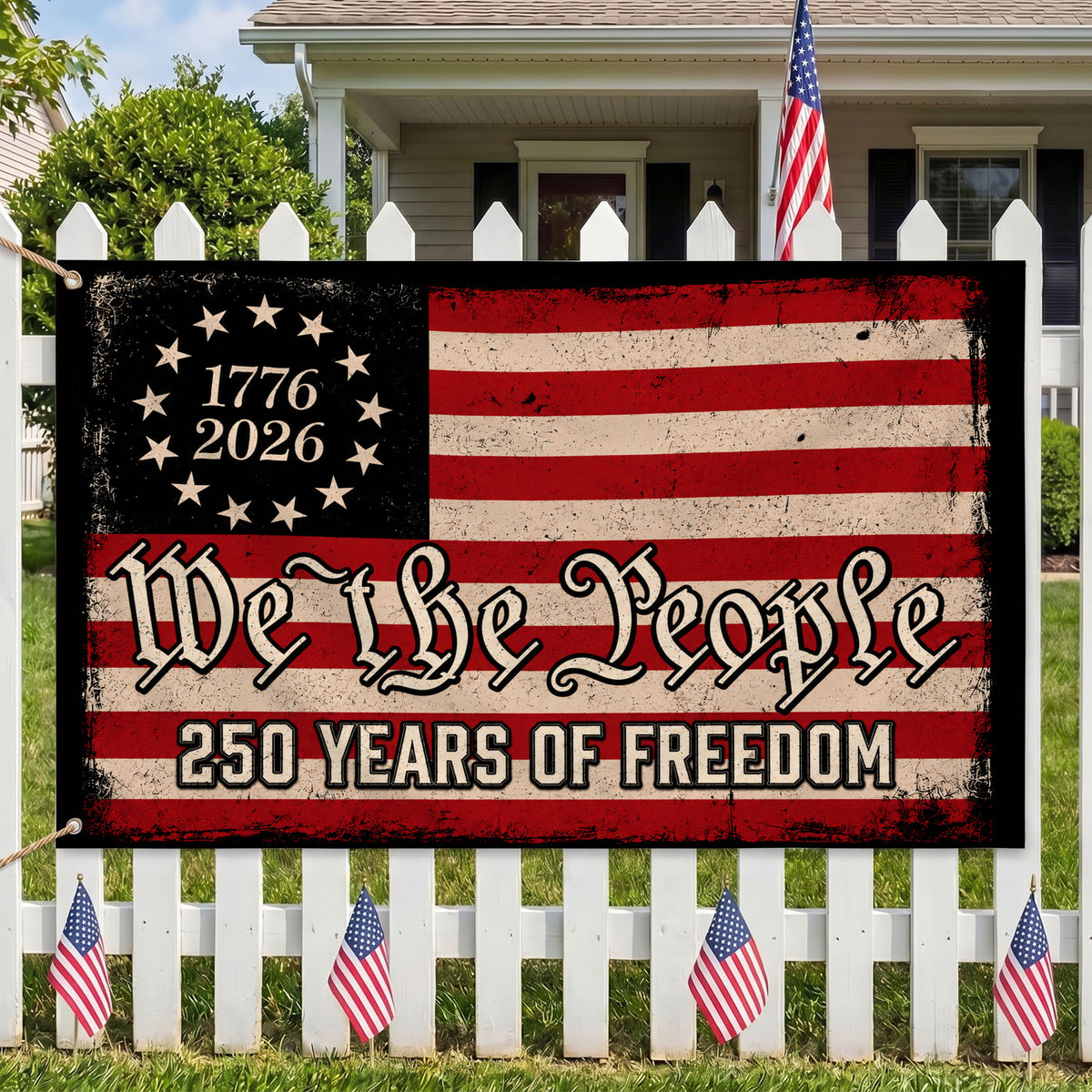 We The People 250 Years Freedom Premium Flag - Anniversary Patriotic Grommet Flag - 4th of July Decorations Double Sided