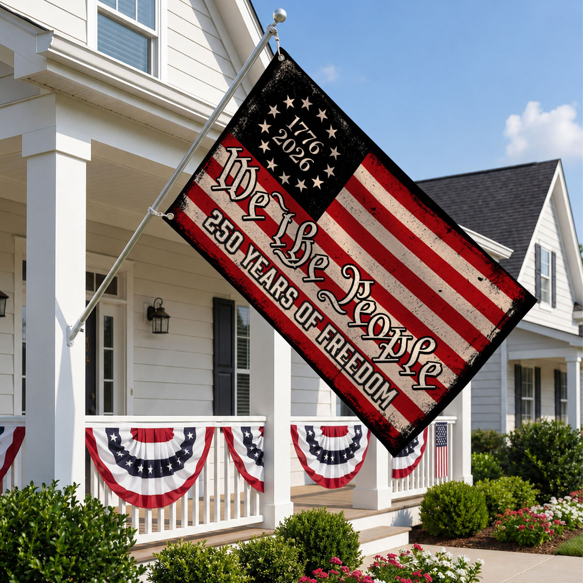 We The People 250 Years Freedom Premium Flag - Anniversary Patriotic Grommet Flag - 4th of July Decorations Double Sided