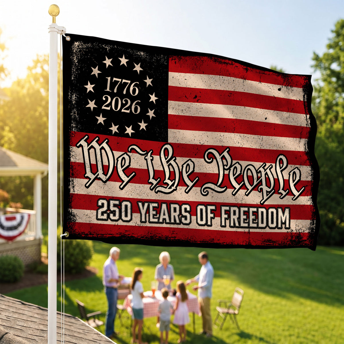 We The People 250 Years Freedom Premium Flag - Anniversary Patriotic Grommet Flag - 4th of July Decorations Double Sided