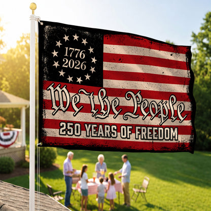 America 250th Distressed We The People House Flag - Patriotic Outdoor Decor