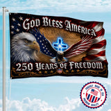 America 250th God Bless America Eagle Cross House Flag - Patriotic Outdoor Decor