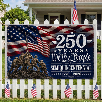 America 250th Military Soldiers House Flag - Patriotic Outdoor Decor