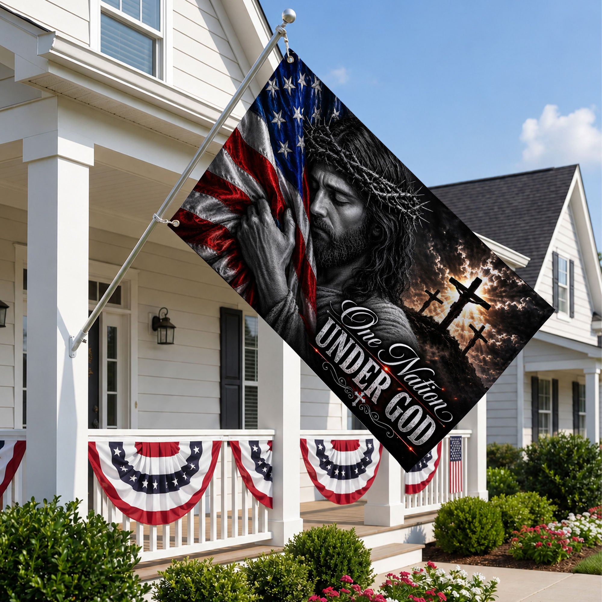 One Nation Under God American Premium Flag - 250th Anniversary Patriotic Grommet Flag - 4th of July Decorations Double Sided
