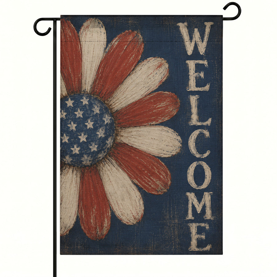 America 250th Daisy Welcome Patriotic Garden Flag - Outdoor Garden Decor