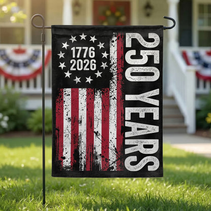 America 250th Betsy Ross Distressed Patriotic Garden Flag - Outdoor Yard Decor