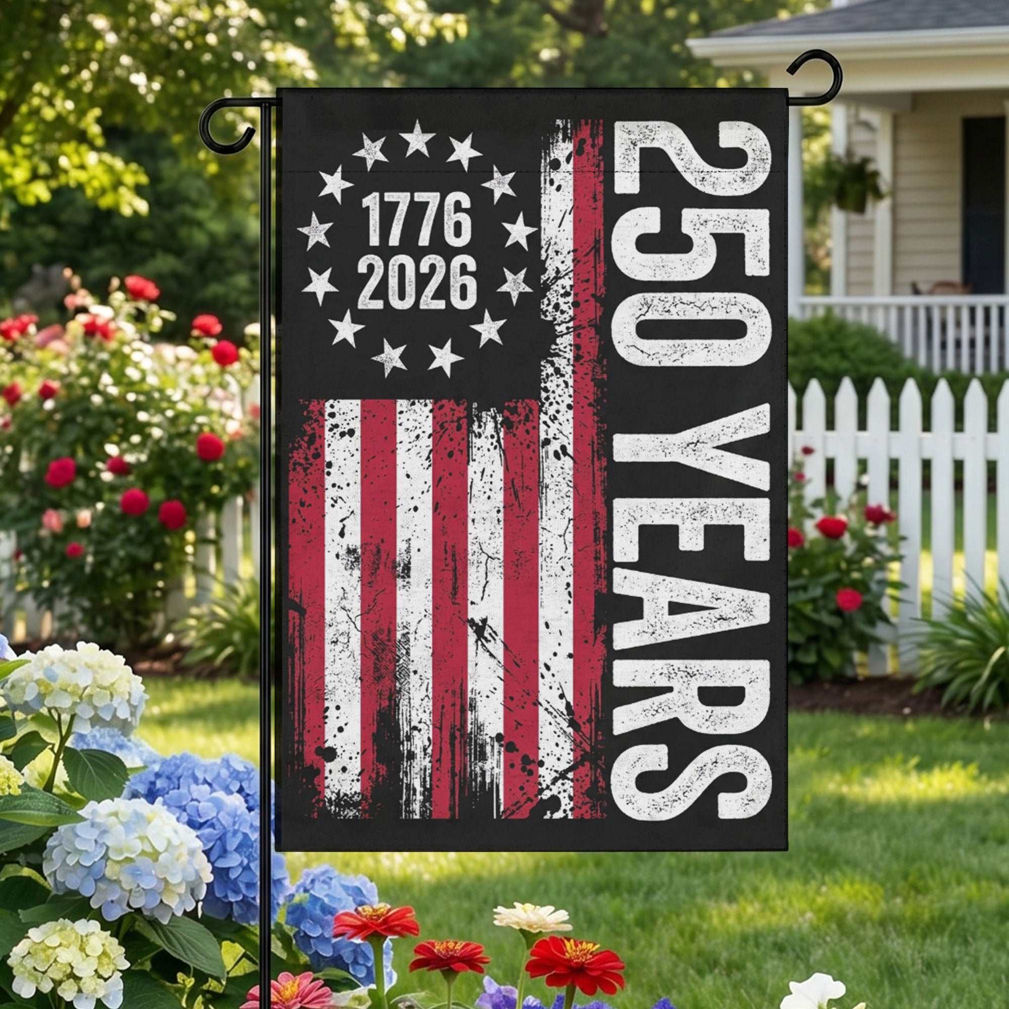 250 Anniversary USA 1776 2026 with Stars Stripes Flag - Patriotic American Flag - Yard Sign for Outdoor Independence Day Decorations