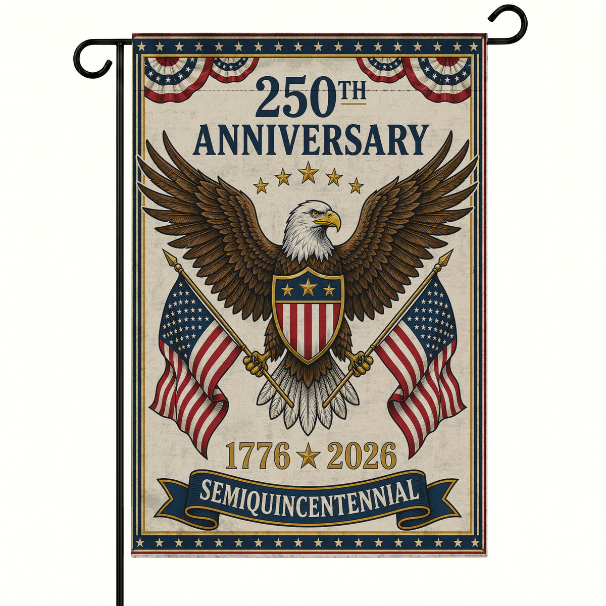 America 250th Eagle Bunting Patriotic Garden Flag - Outdoor Yard Decor