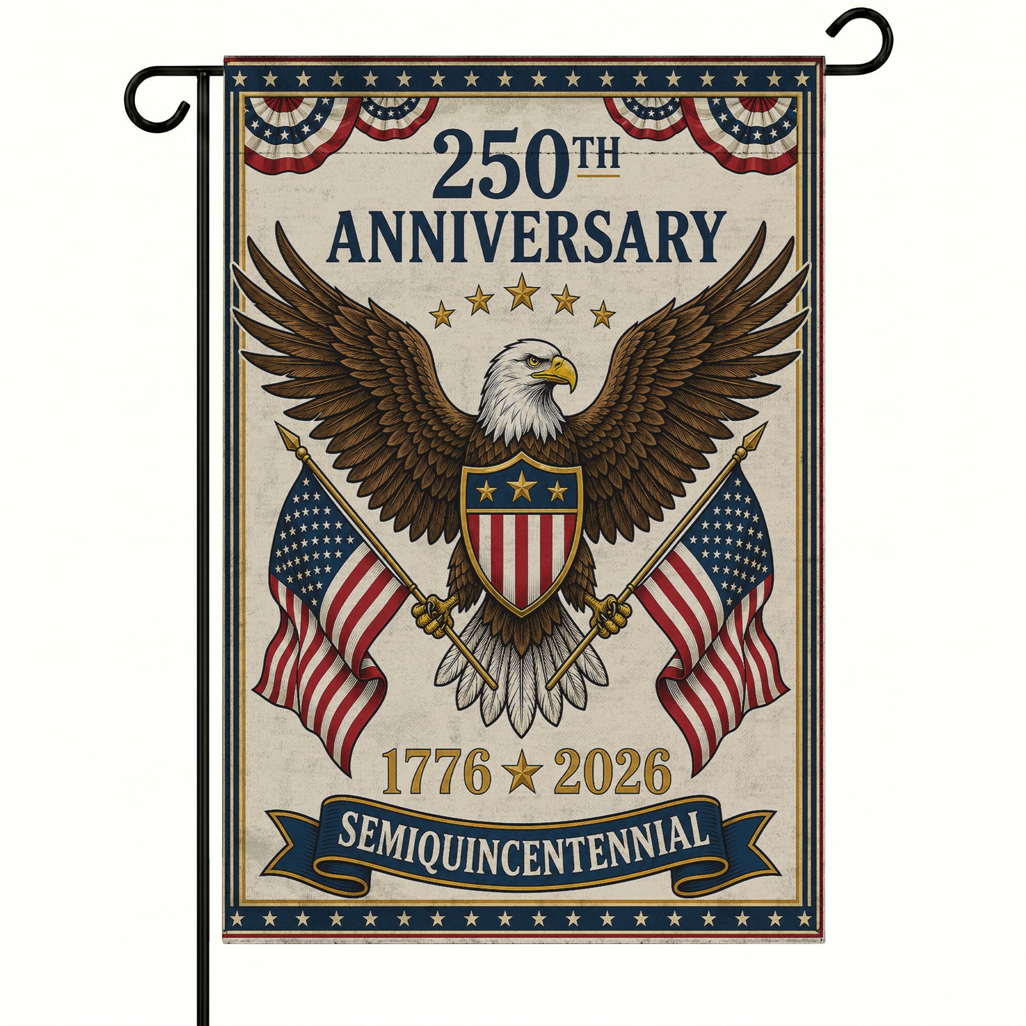 250th Anniversary With Eagle Garden Flag - 1776 2026 America Patriotic Flag - Outdoor Independence Day Decorations