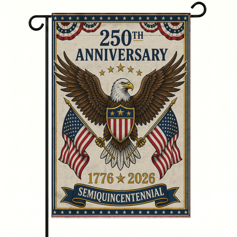 America 250th Eagle Bunting Patriotic Garden Flag - Outdoor Yard Decor
