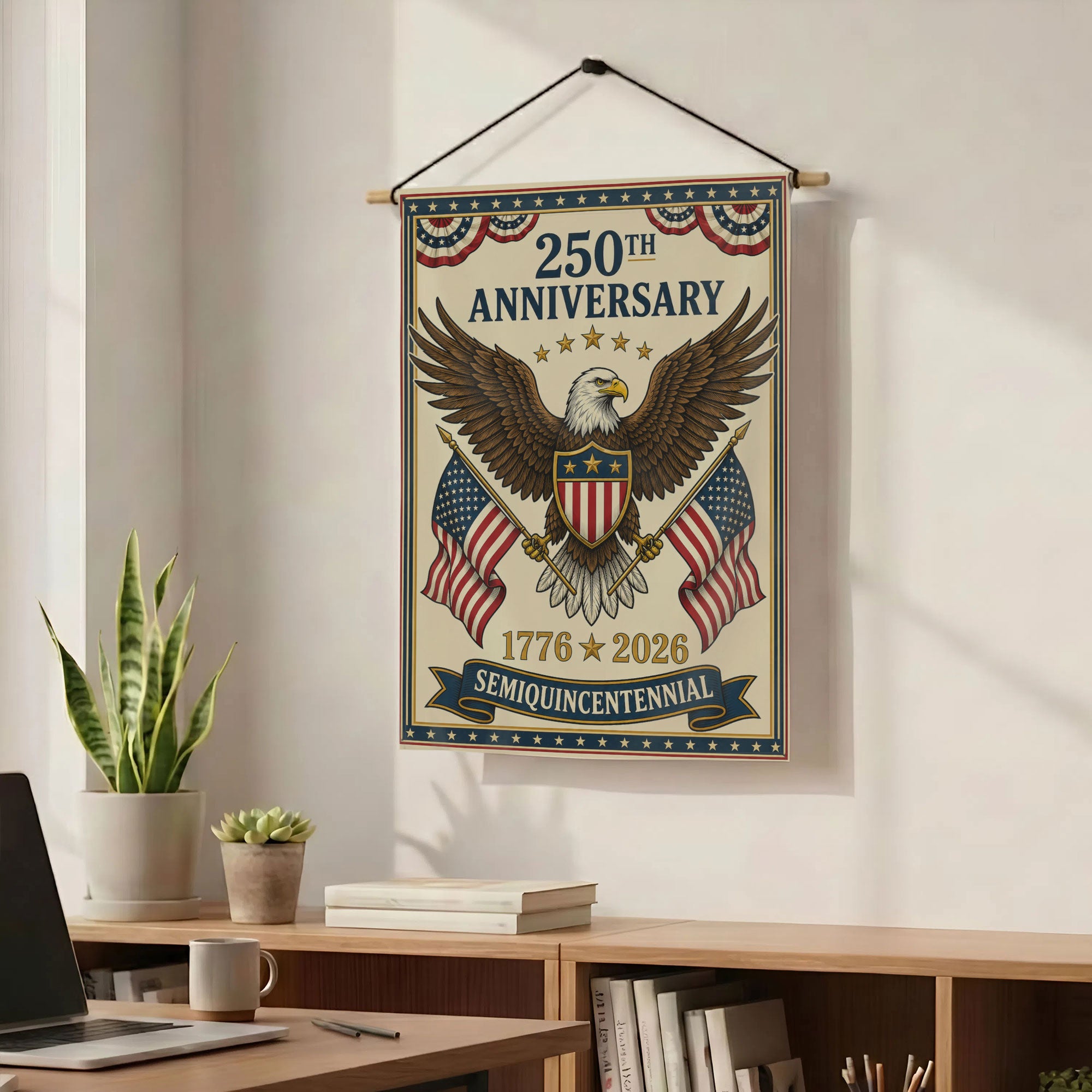 250th Anniversary With Eagle Garden Flag - 1776 2026 America Patriotic Flag - Outdoor Independence Day Decorations