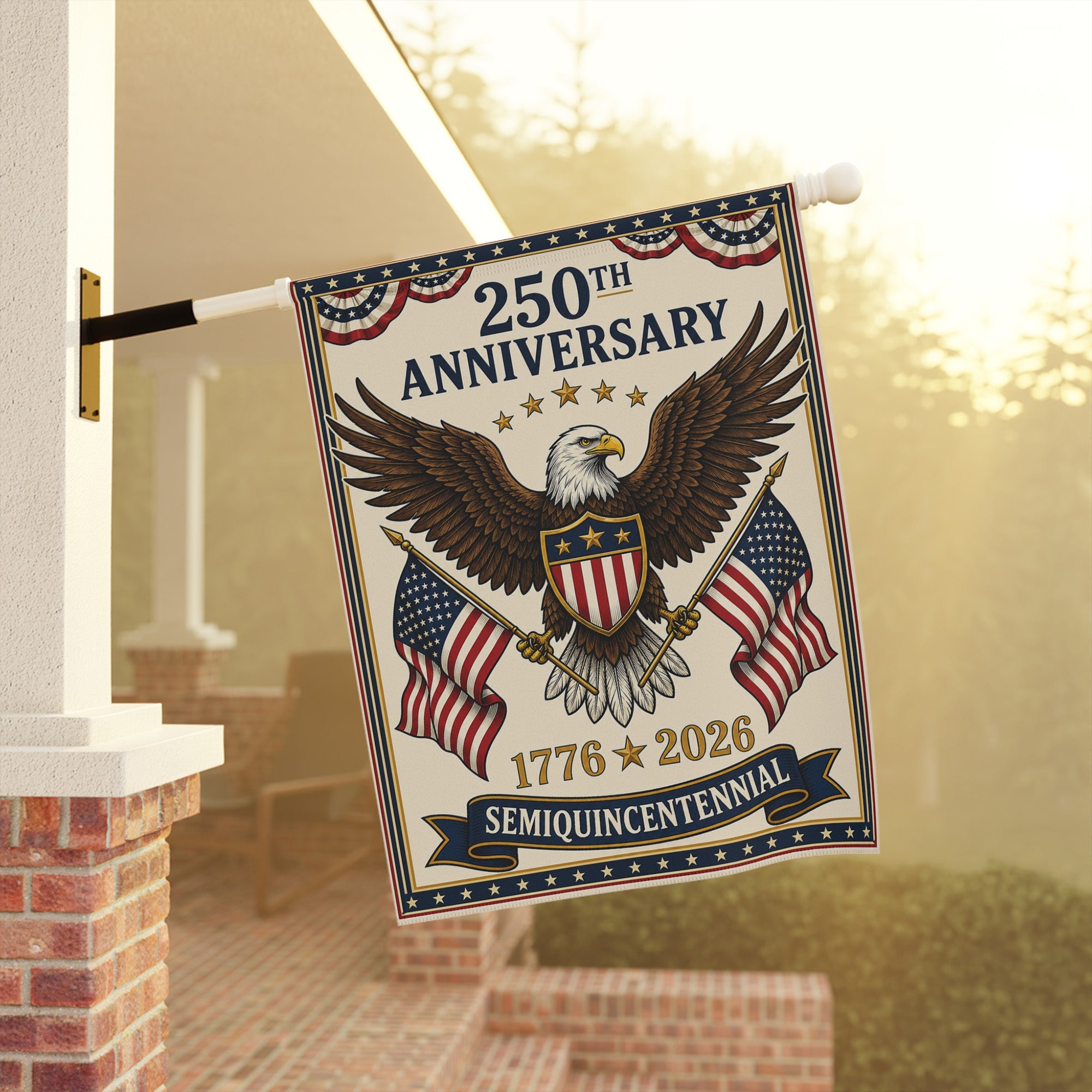 250th Anniversary With Eagle Garden Flag - 1776 2026 America Patriotic Flag - Outdoor Independence Day Decorations