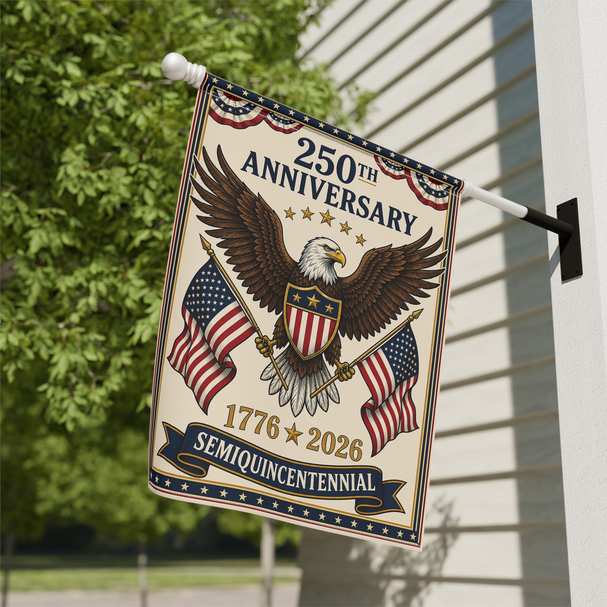 250th Anniversary With Eagle Garden Flag - 1776 2026 America Patriotic Flag - Outdoor Independence Day Decorations