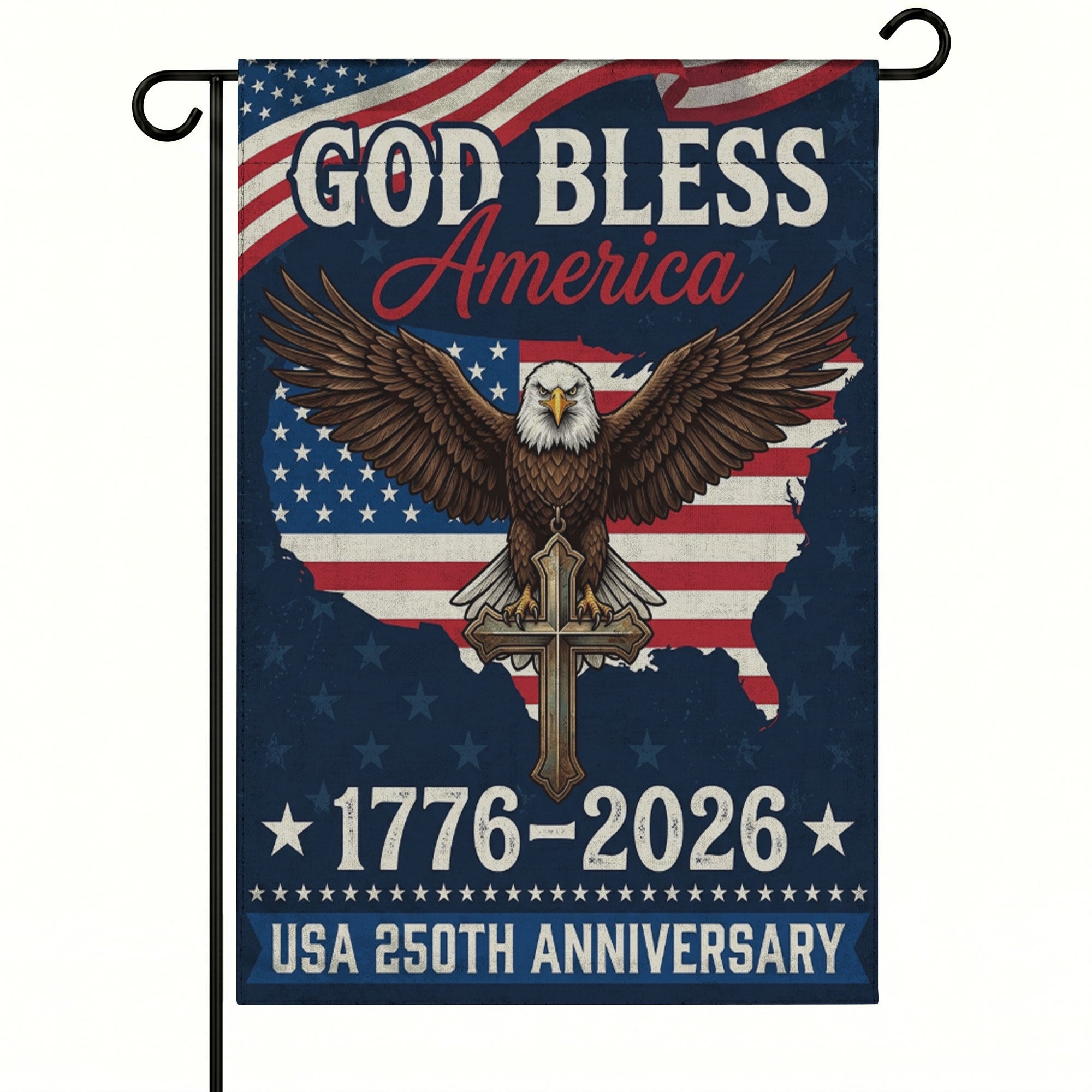 God Bless America Flag - 250th Anniversary Patriotic Garden Flag - Outdoor Independence Day Decorations
