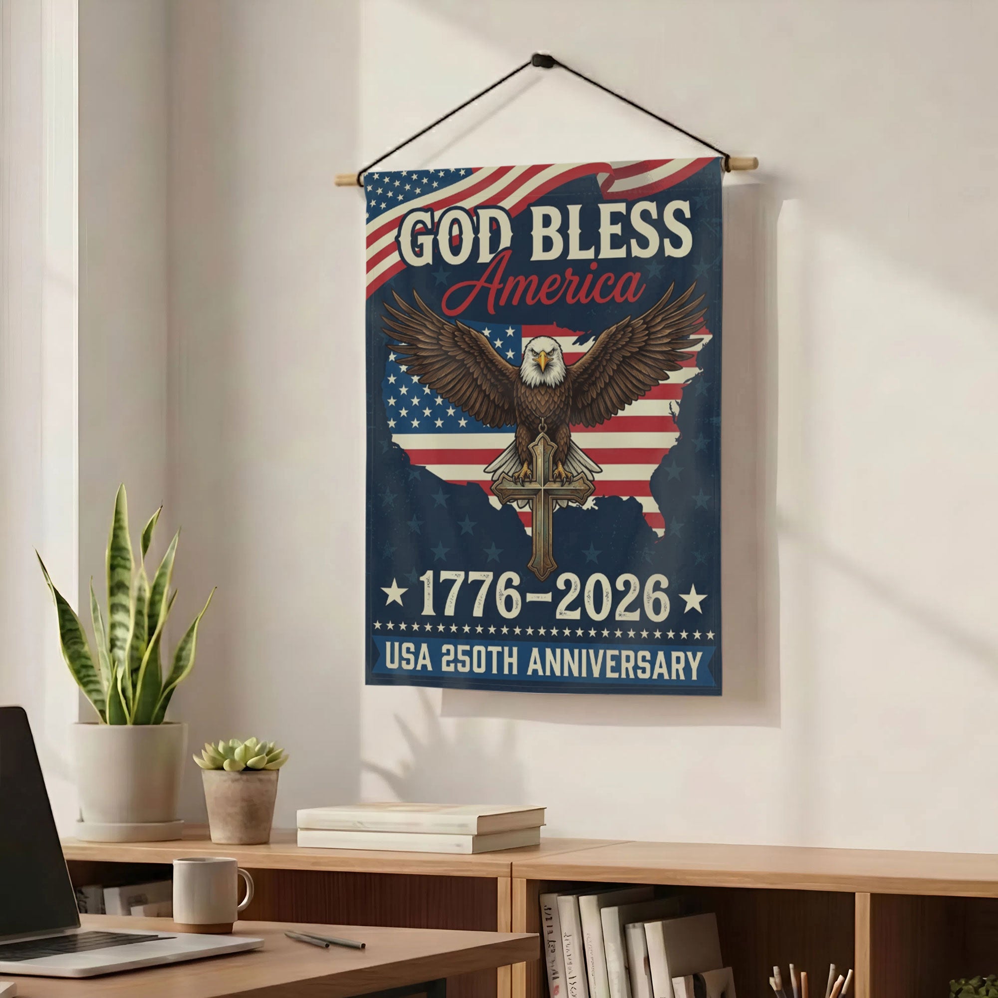 God Bless America Flag - 250th Anniversary Patriotic Garden Flag - Outdoor Independence Day Decorations