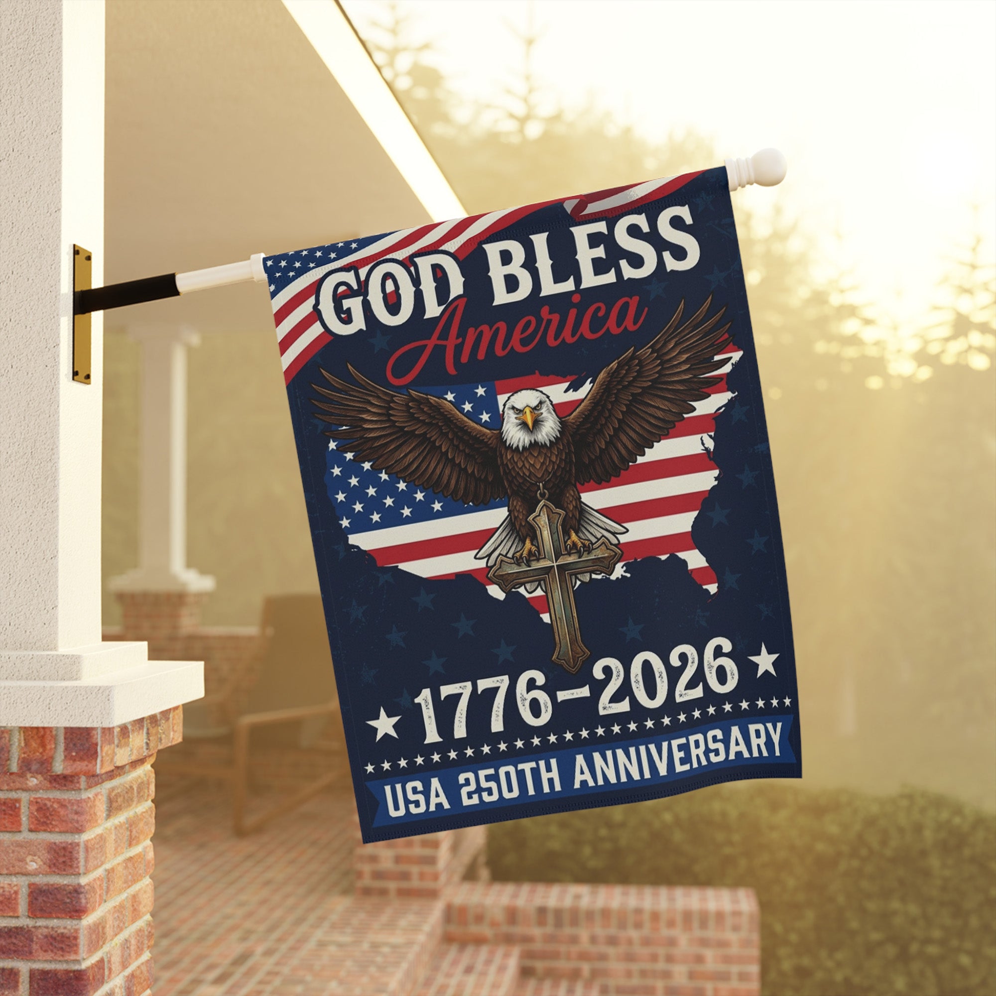 God Bless America Flag - 250th Anniversary Patriotic Garden Flag - Outdoor Independence Day Decorations