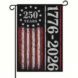 America 250th Black Distressed 1776-2026 Patriotic Garden Flag - Outdoor Yard Decor