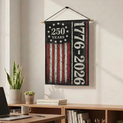 America 250th Black Distressed 1776-2026 Patriotic Garden Flag - Outdoor Yard Decor