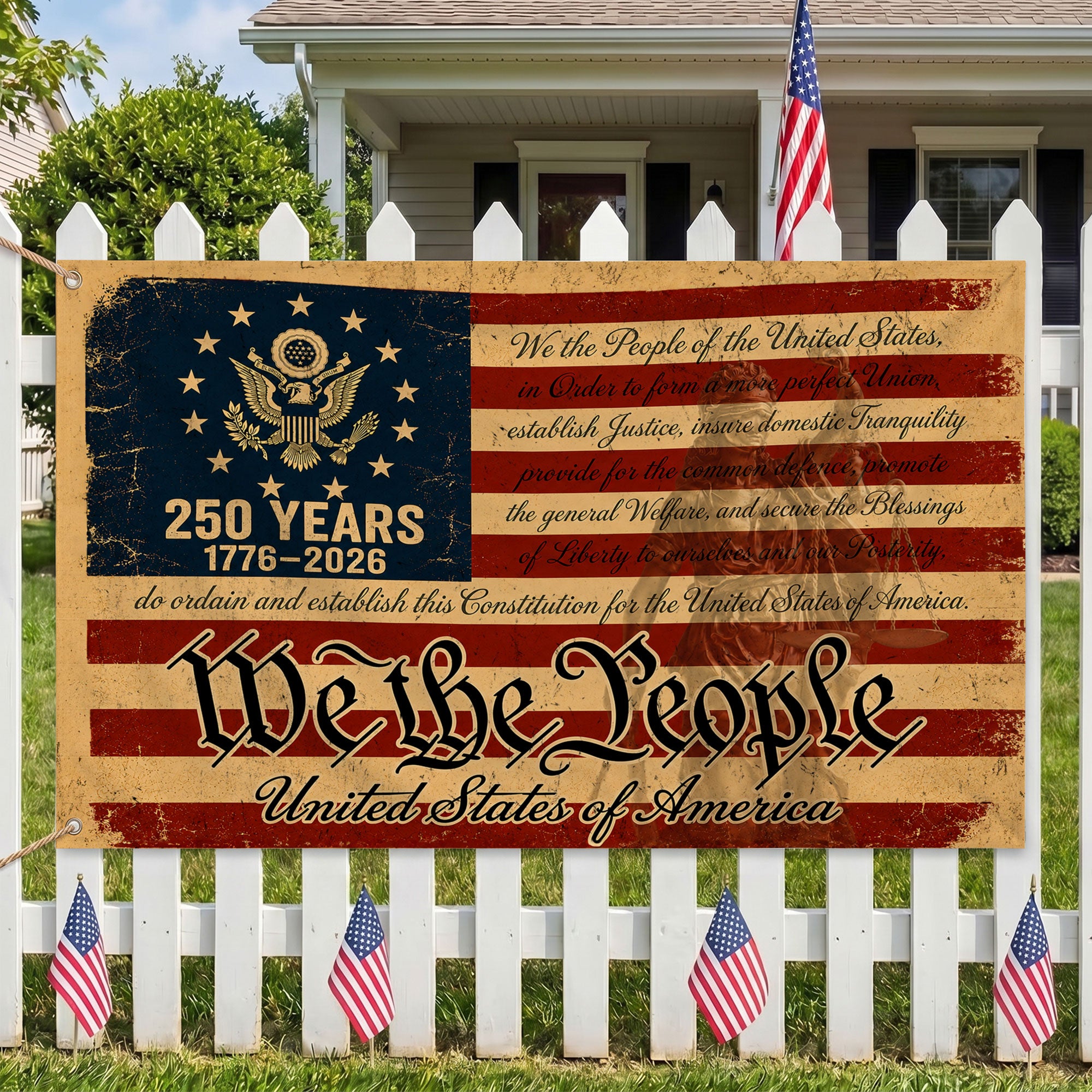 250 Anniversary Usa Premium Flag -We The People Patriotic Grommet Flag - 4th of July Decorations Double Sided