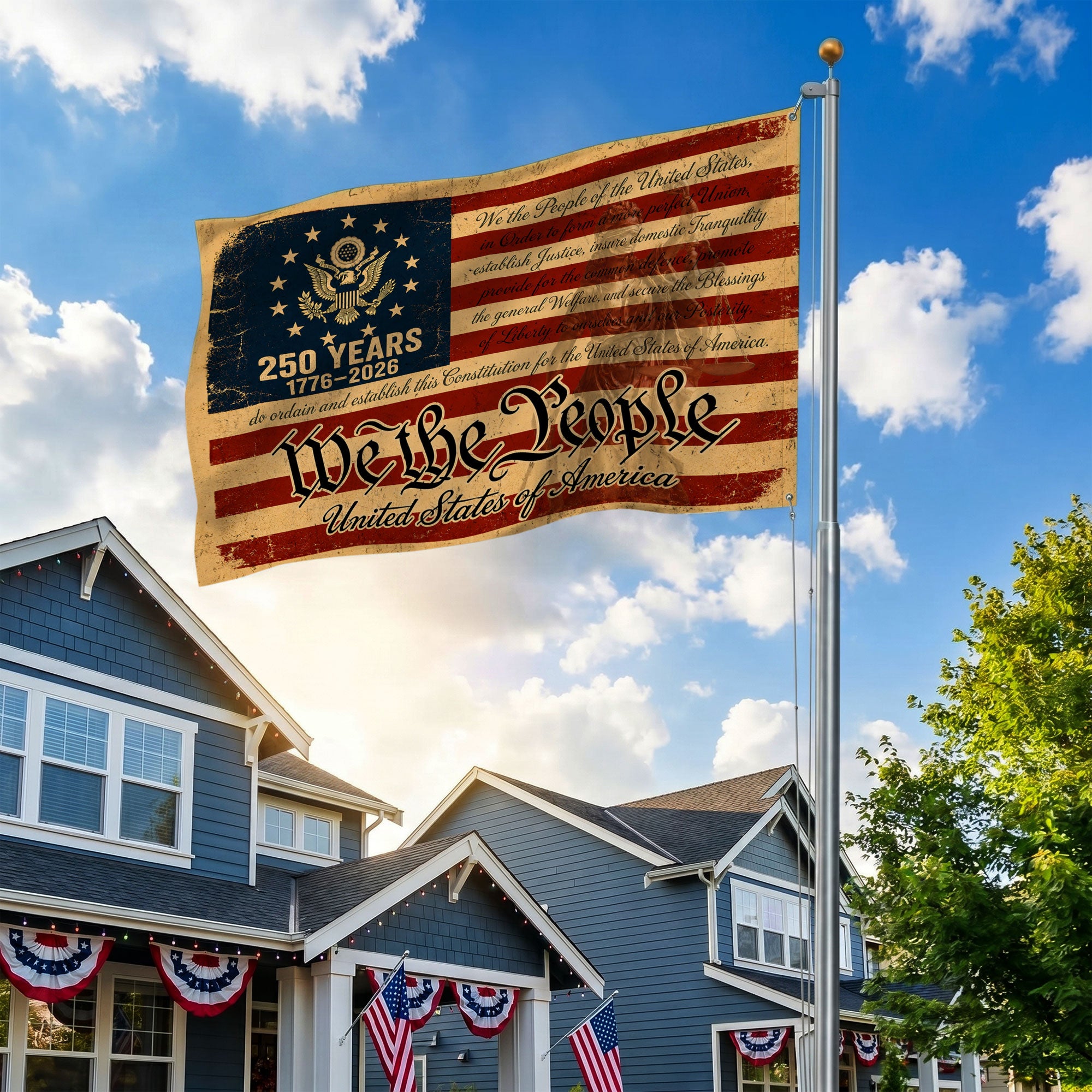 250 Anniversary Usa Premium Flag -We The People Patriotic Grommet Flag - 4th of July Decorations Double Sided