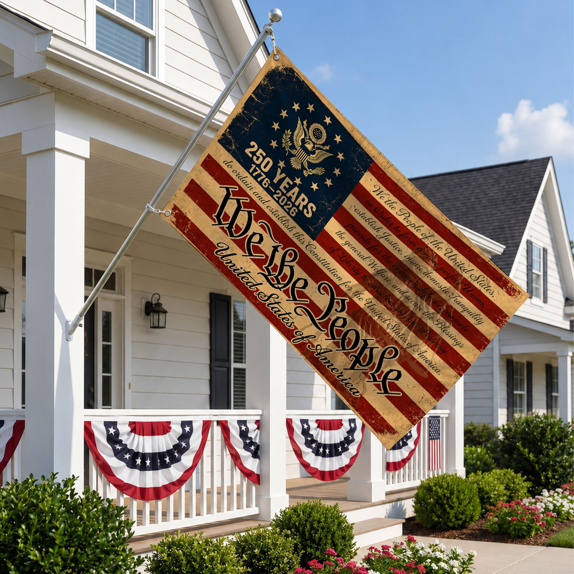 250 Anniversary Usa Premium Flag -We The People Patriotic Grommet Flag - 4th of July Decorations Double Sided