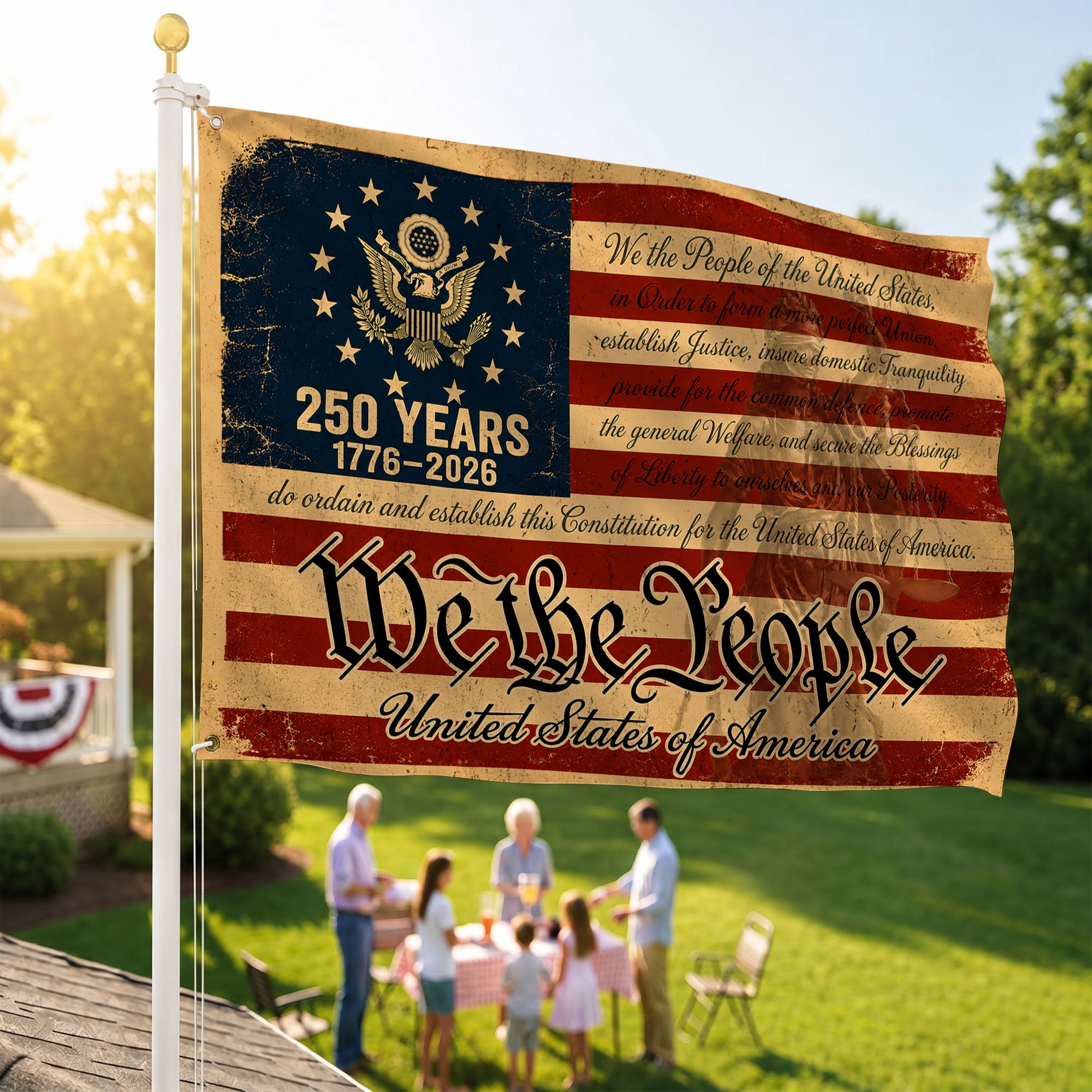 250 Anniversary Usa Premium Flag -We The People Patriotic Grommet Flag - 4th of July Decorations Double Sided