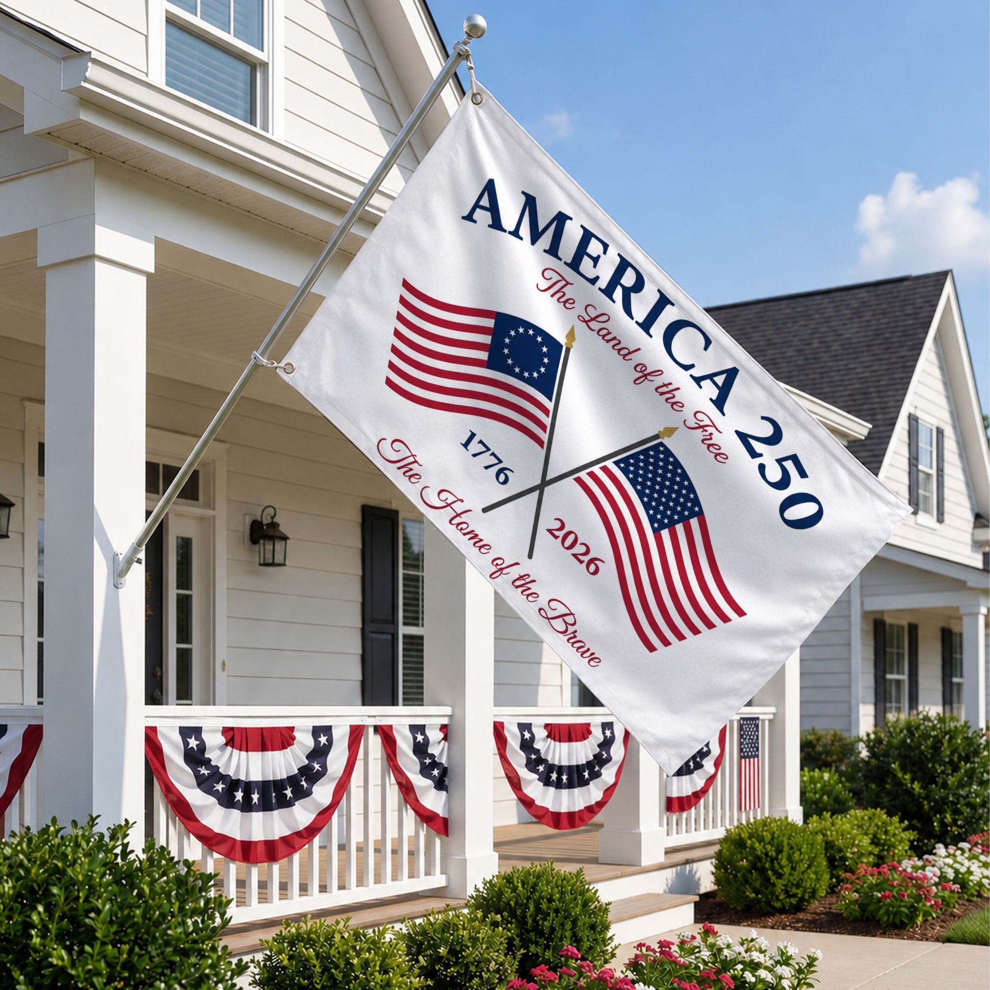 American 250 Years The Land of the Free Premium Flag - Patriotic Grommet Flag - 4th of July Decorations Double Sided