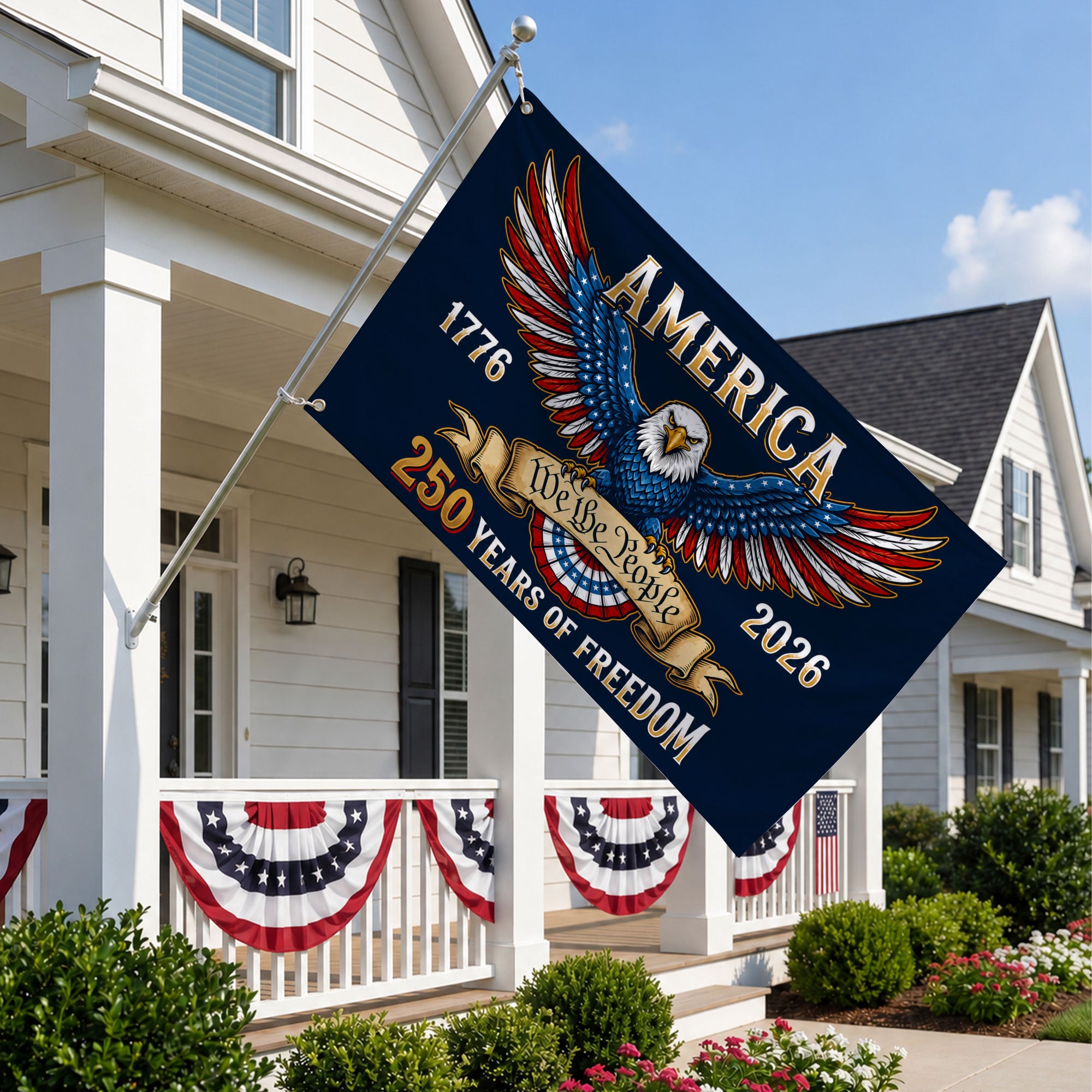 American 250 Years Of Freedom 1776 2026 Premium Flag - Patriotic Grommet Flag - 4th of July Decorations Double Sided