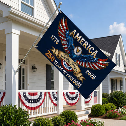 America 250th Navy Eagle We The People House Flag - Patriotic Outdoor Decor