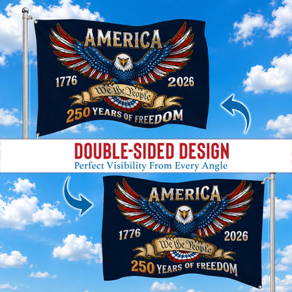 America 250th Navy Eagle We The People House Flag - Patriotic Outdoor Decor