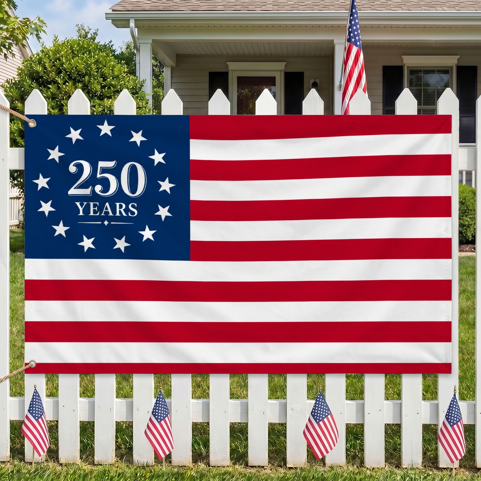 250 Year American Anniversary Premium Flag - Double Sided American Flag - 4th of July Decorations