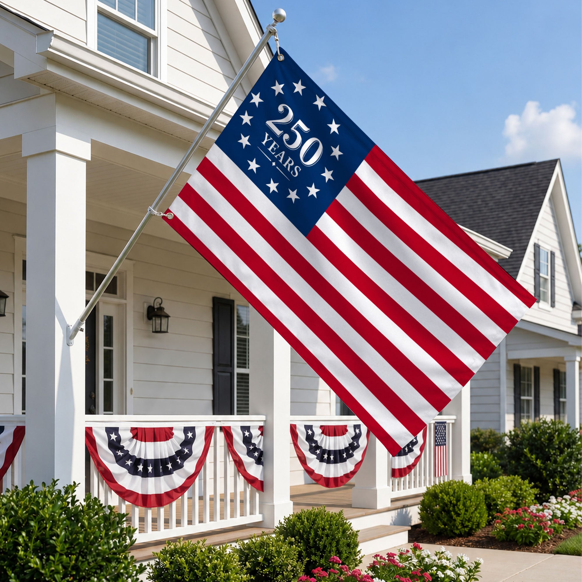 250 Year American Anniversary Premium Flag - Double Sided American Flag - 4th of July Decorations