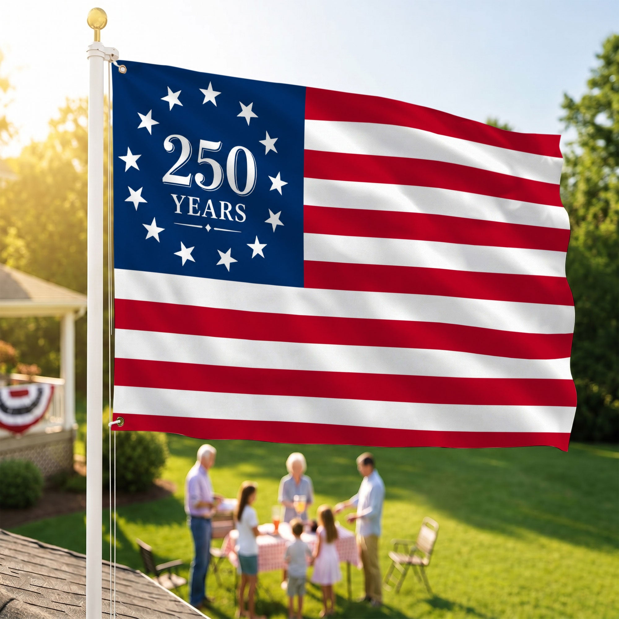 250 Year American Anniversary Premium Flag - Double Sided American Flag - 4th of July Decorations