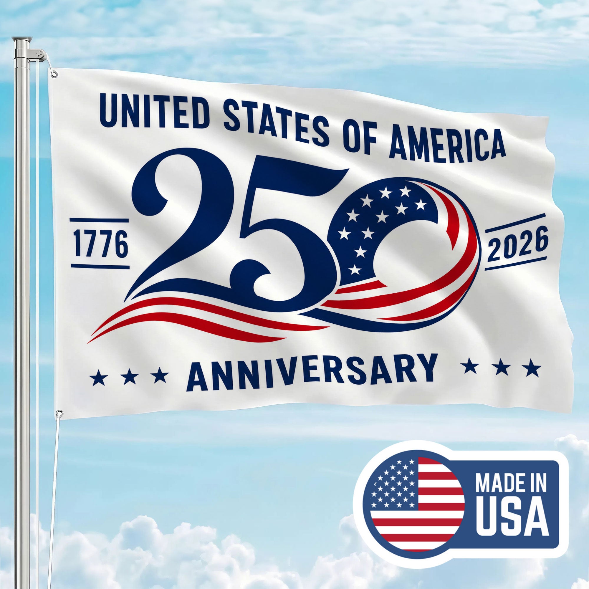 United States of America 250 Anniversary Premium Flag - 1776 2026 Patriotic Grommet Flag - 4th of July Decorations Double Sided