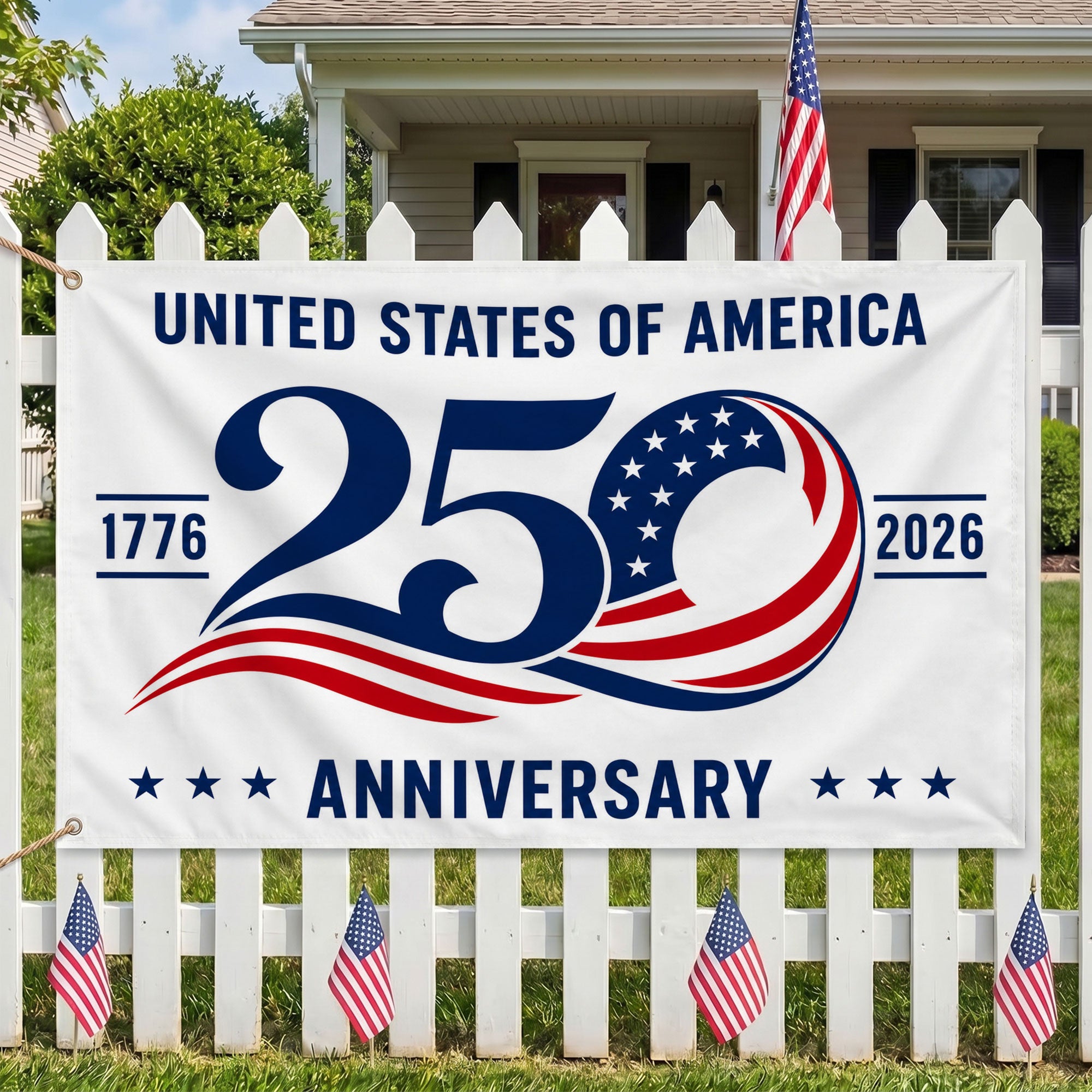 United States of America 250 Anniversary Premium Flag - 1776 2026 Patriotic Grommet Flag - 4th of July Decorations Double Sided