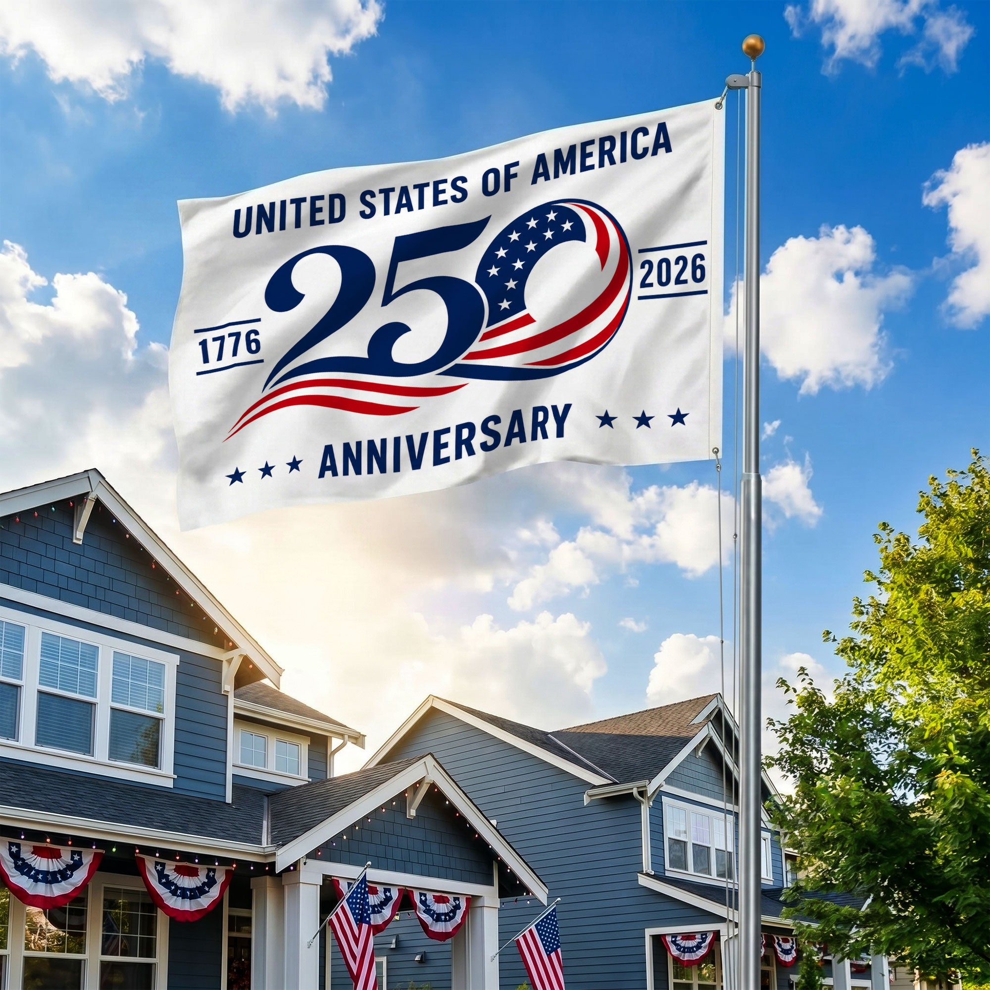 United States of America 250 Anniversary Premium Flag - 1776 2026 Patriotic Grommet Flag - 4th of July Decorations Double Sided
