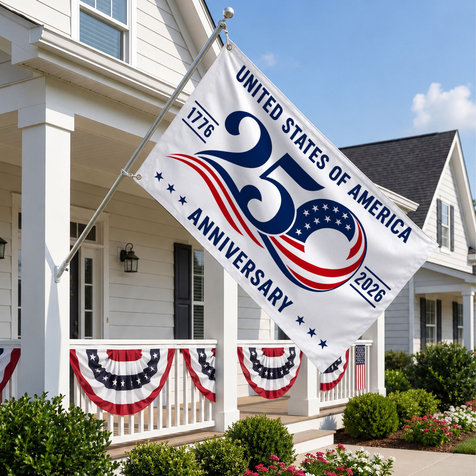 United States of America 250 Anniversary Premium Flag - 1776 2026 Patriotic Grommet Flag - 4th of July Decorations Double Sided