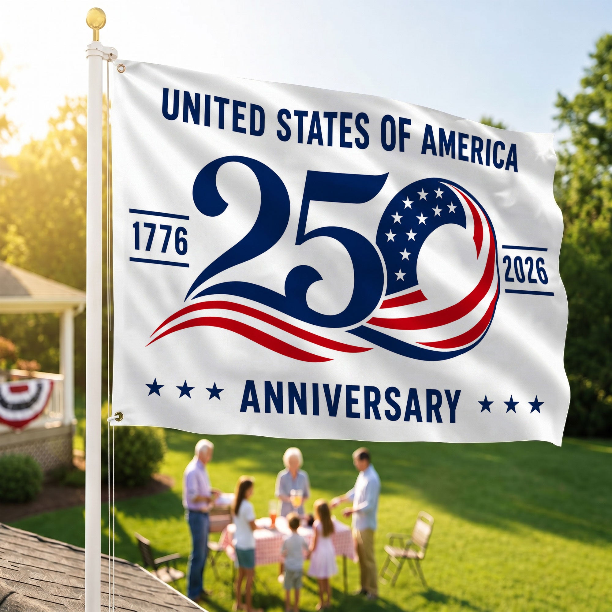 United States of America 250 Anniversary Premium Flag - 1776 2026 Patriotic Grommet Flag - 4th of July Decorations Double Sided