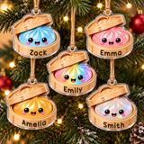 Personalized Name Christmas Ornament - Custom Wood or Acrylic Ornament - Glitter Dumpling in Bamboo Steamer